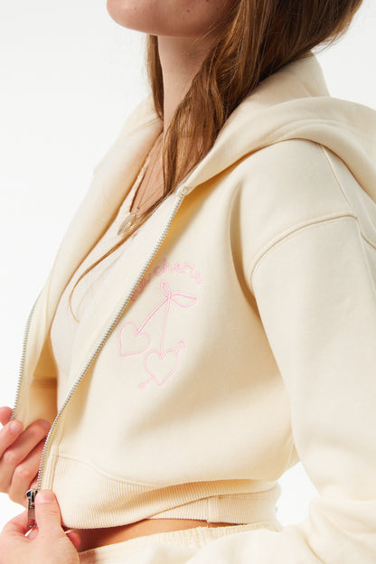Mia Winter White French Terry Zip up Hoodie - Ma Cherie