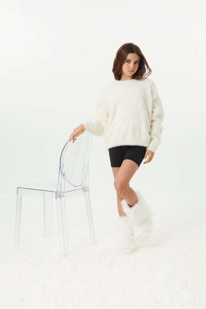 Maya Taupe Fluffy Drop Shoulder Sweater