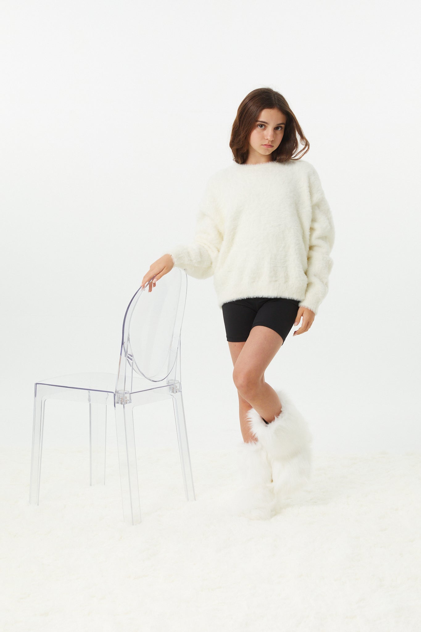 Maya Taupe Fluffy Drop Shoulder Sweater