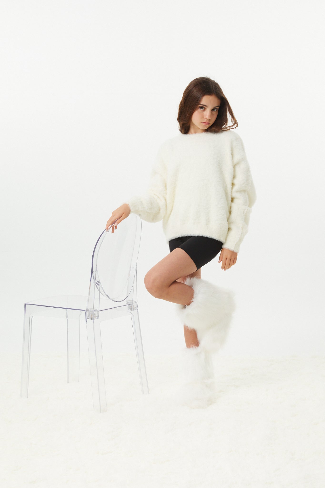 Maya Taupe Fluffy Drop Shoulder Sweater