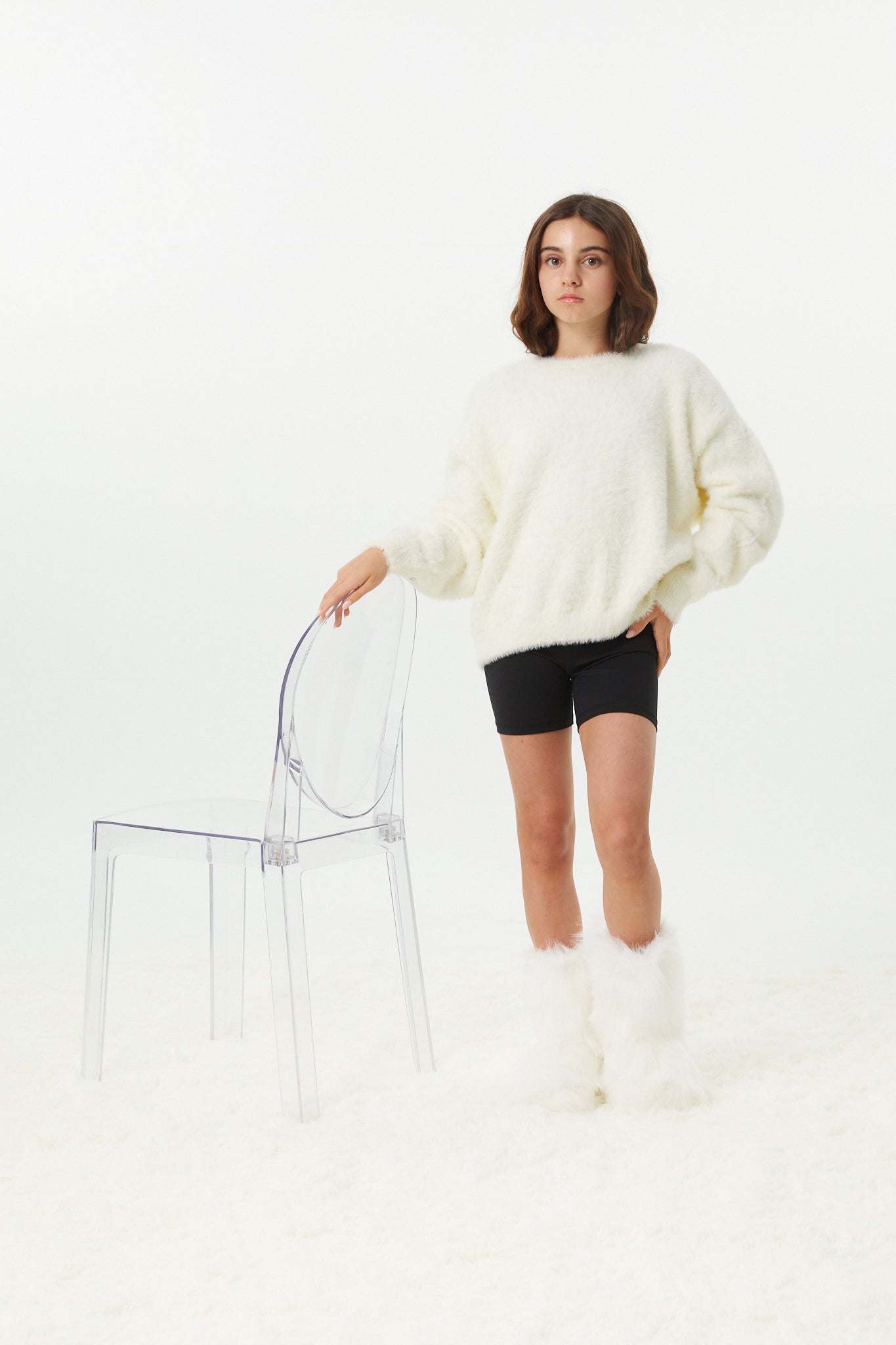 Maya Taupe Fluffy Drop Shoulder Sweater