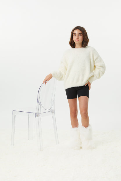 Maya Taupe Fluffy Drop Shoulder Sweater