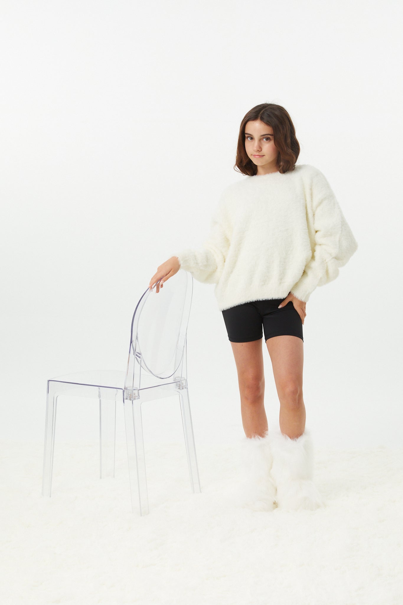 Maya Taupe Fluffy Drop Shoulder Sweater