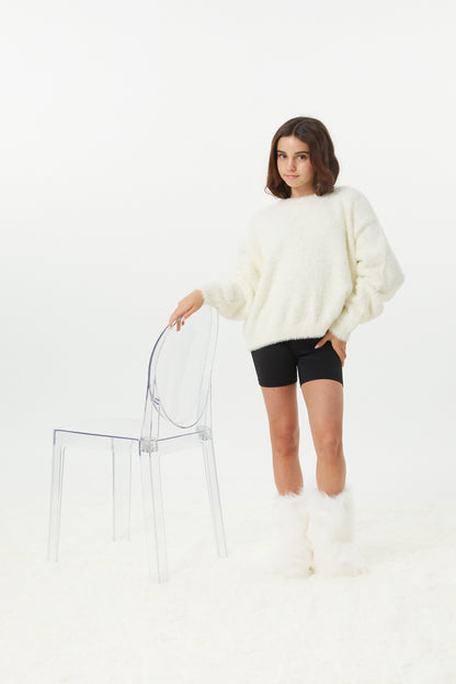 Maya Taupe Fluffy Drop Shoulder Sweater