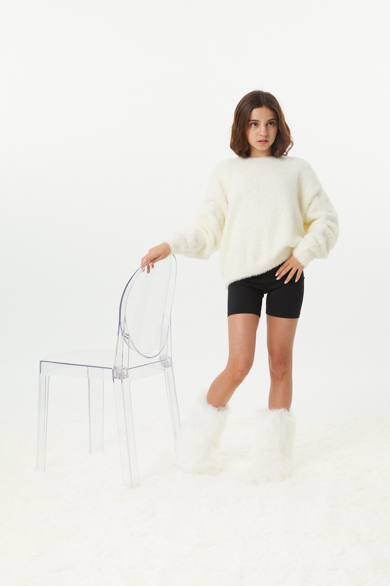 Maya Taupe Fluffy Drop Shoulder Sweater