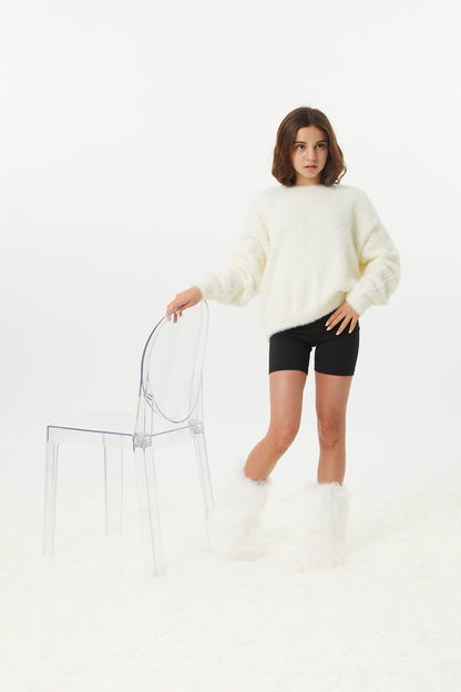 Maya Taupe Fluffy Drop Shoulder Sweater