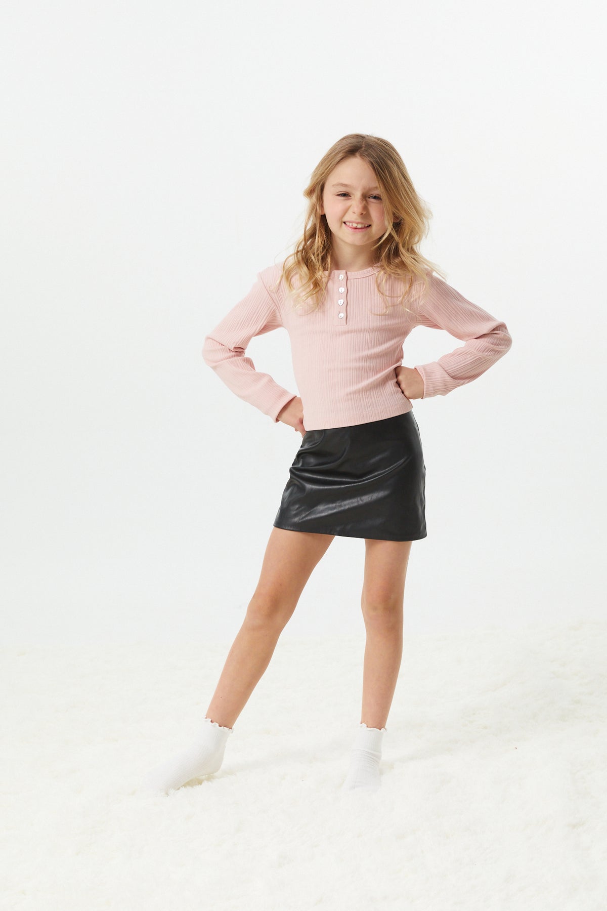 Savi Ballet Pink Lightweight Ribbed Henley