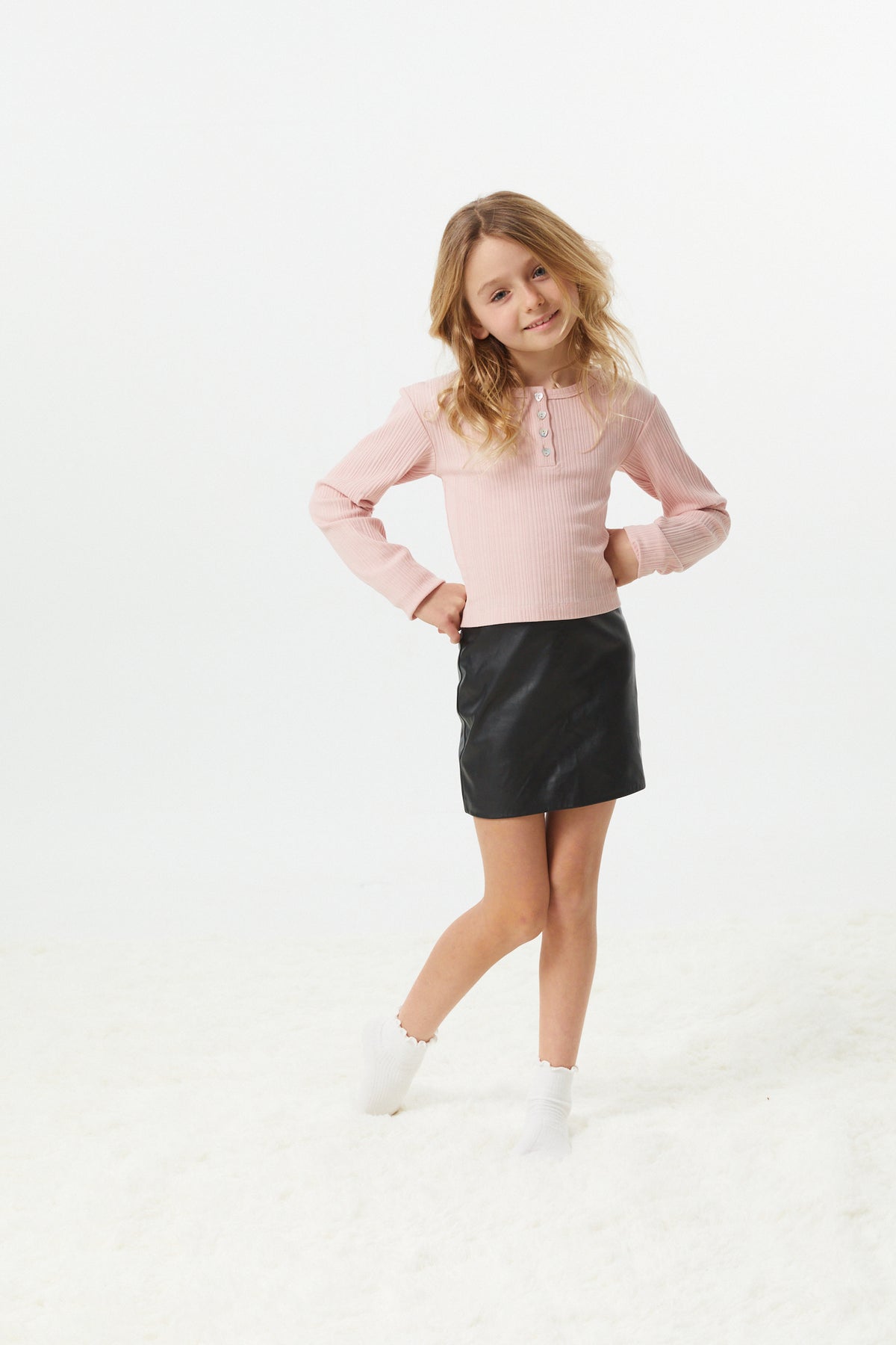 Savi Ballet Pink Lightweight Ribbed Henley