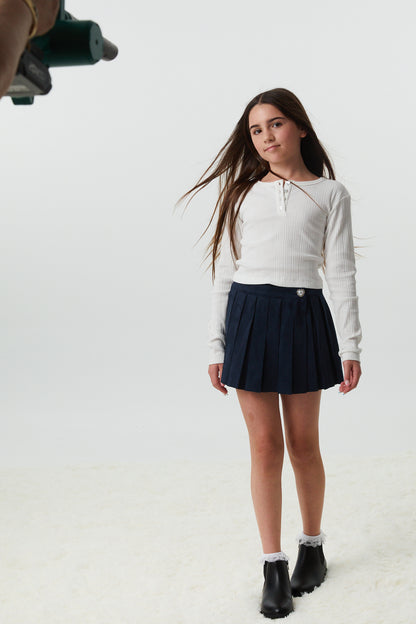 Savi White Lightweight Ribbed Henley
