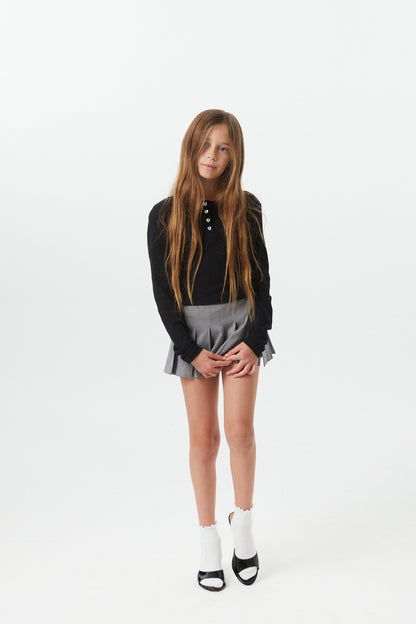 Savi Black Lightweight Ribbed Henley