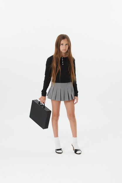 Savi Black Lightweight Ribbed Henley