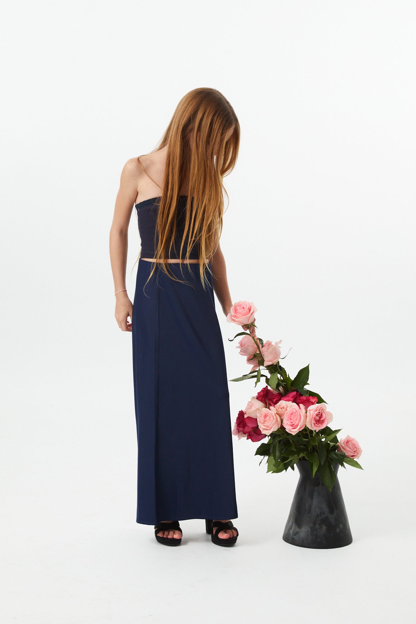 Joey Satin Maxi - Navy