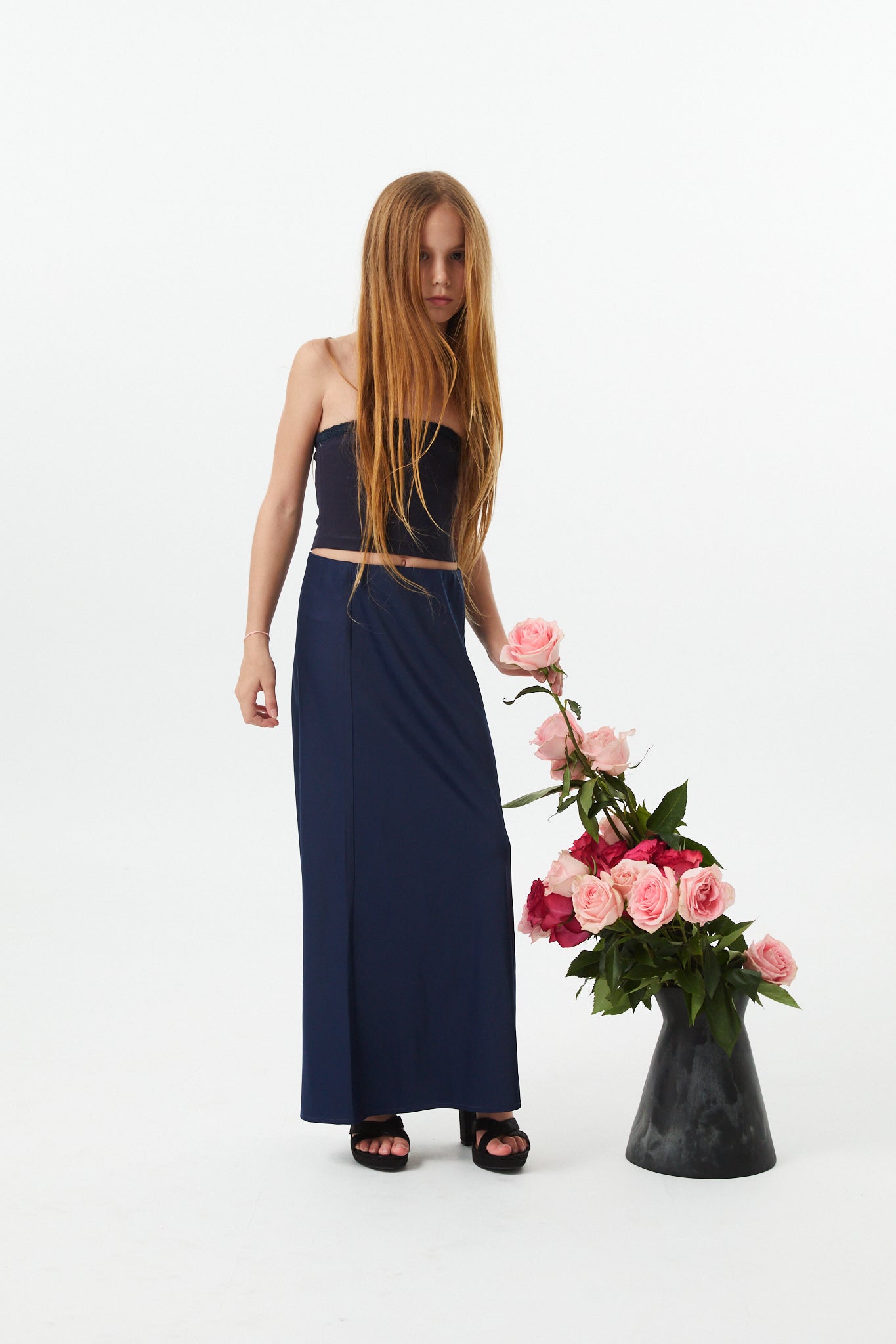 Joey Satin Maxi - Navy