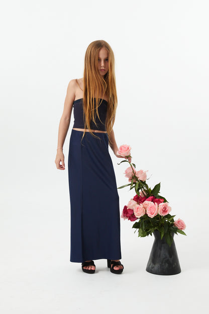 Joey Satin Maxi - Navy
