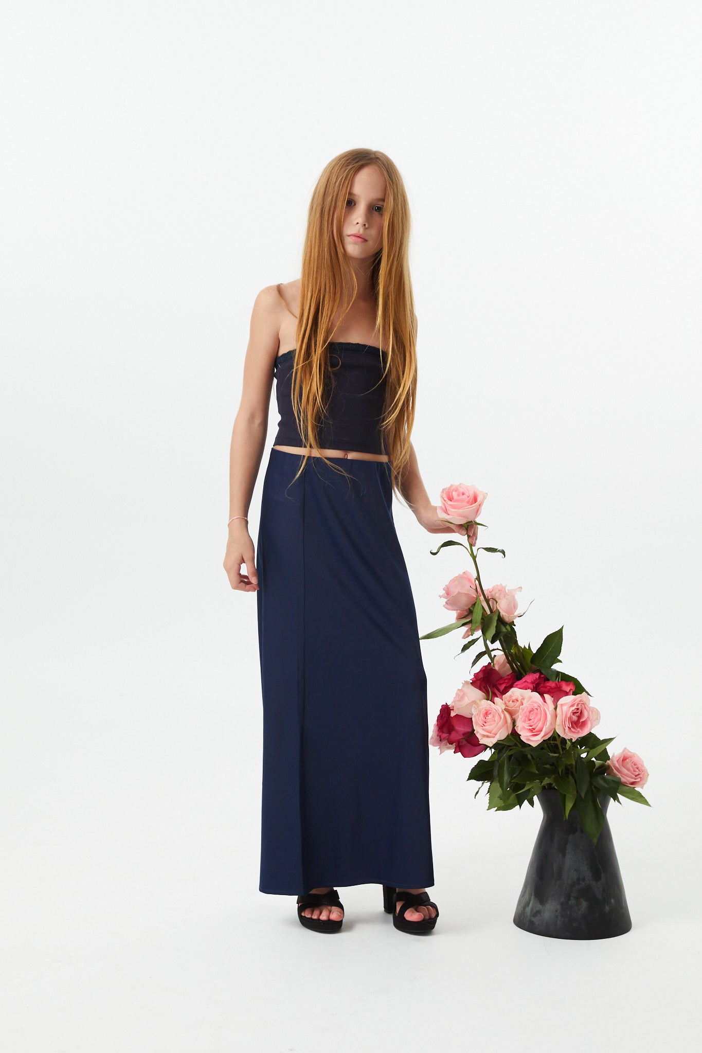 Joey Satin Maxi - Navy