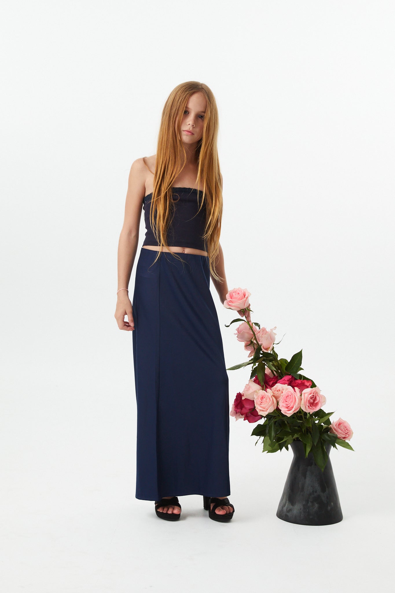 Joey Satin Maxi - Navy