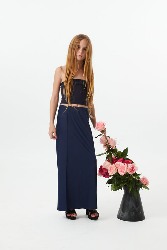 Joey Satin Maxi - Navy