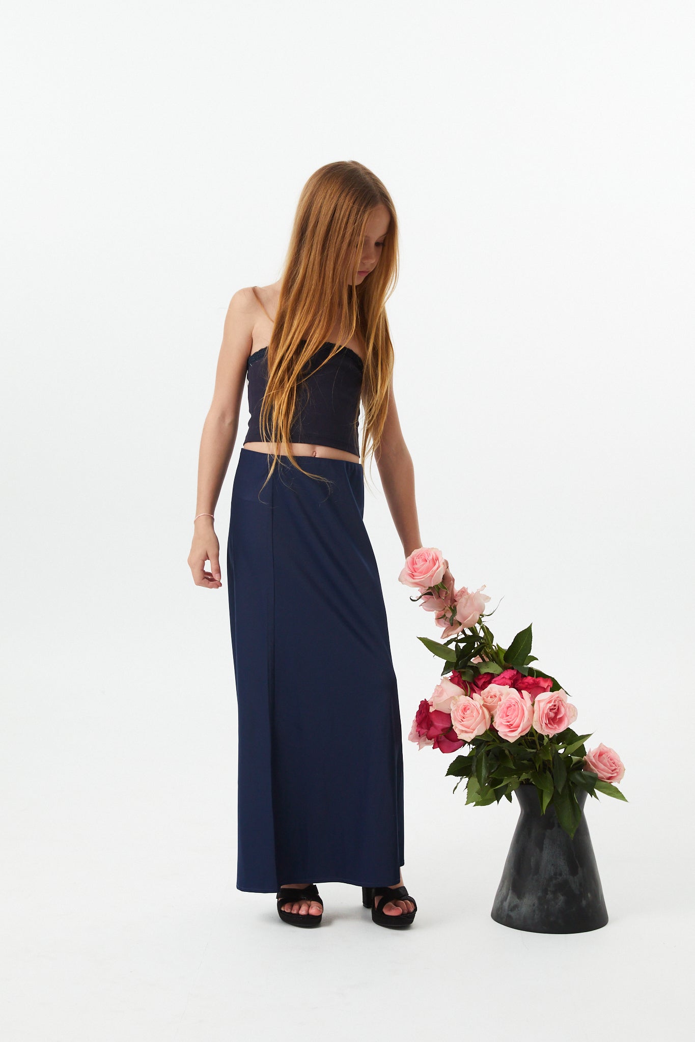 Joey Satin Maxi - Navy
