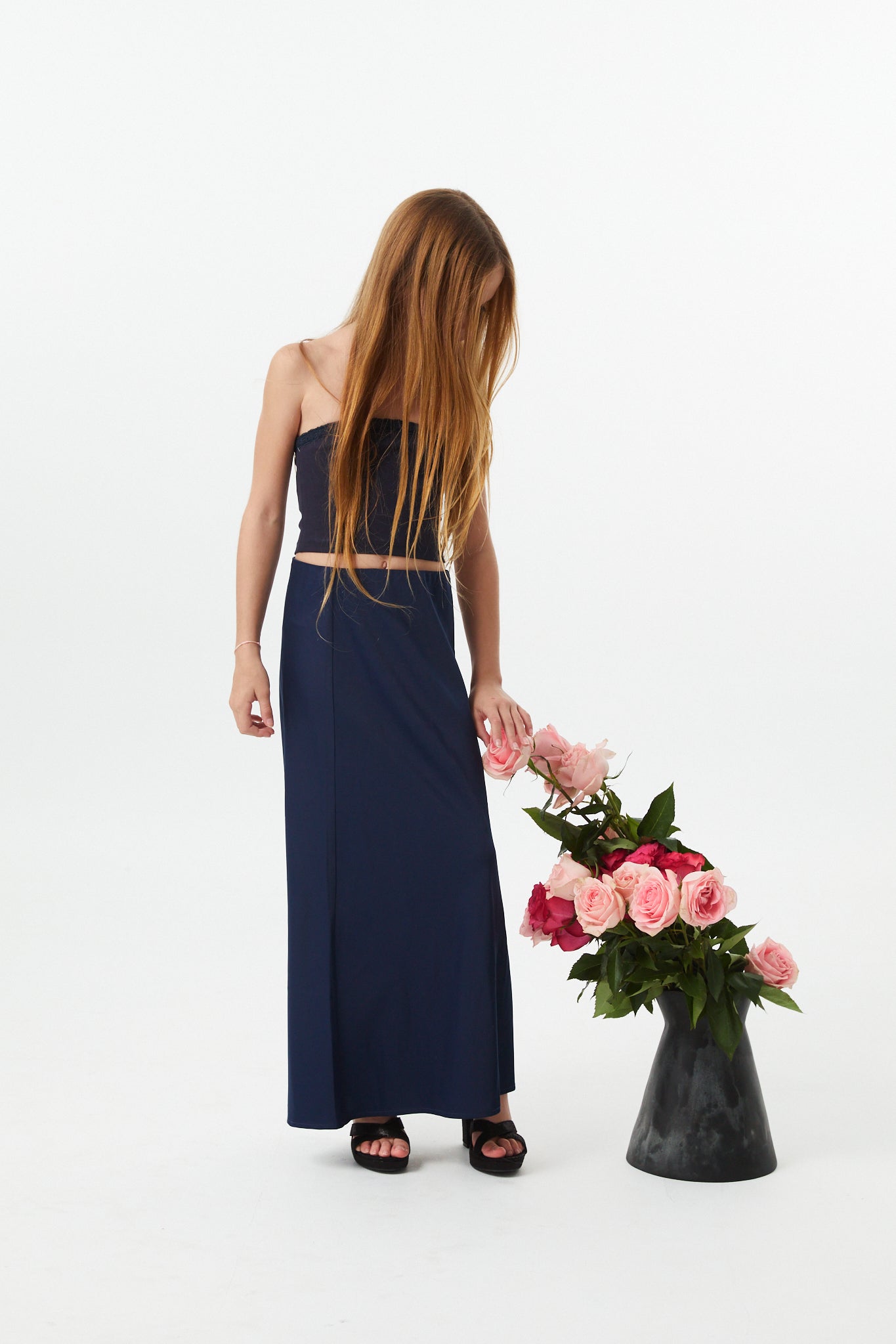 Joey Satin Maxi - Navy