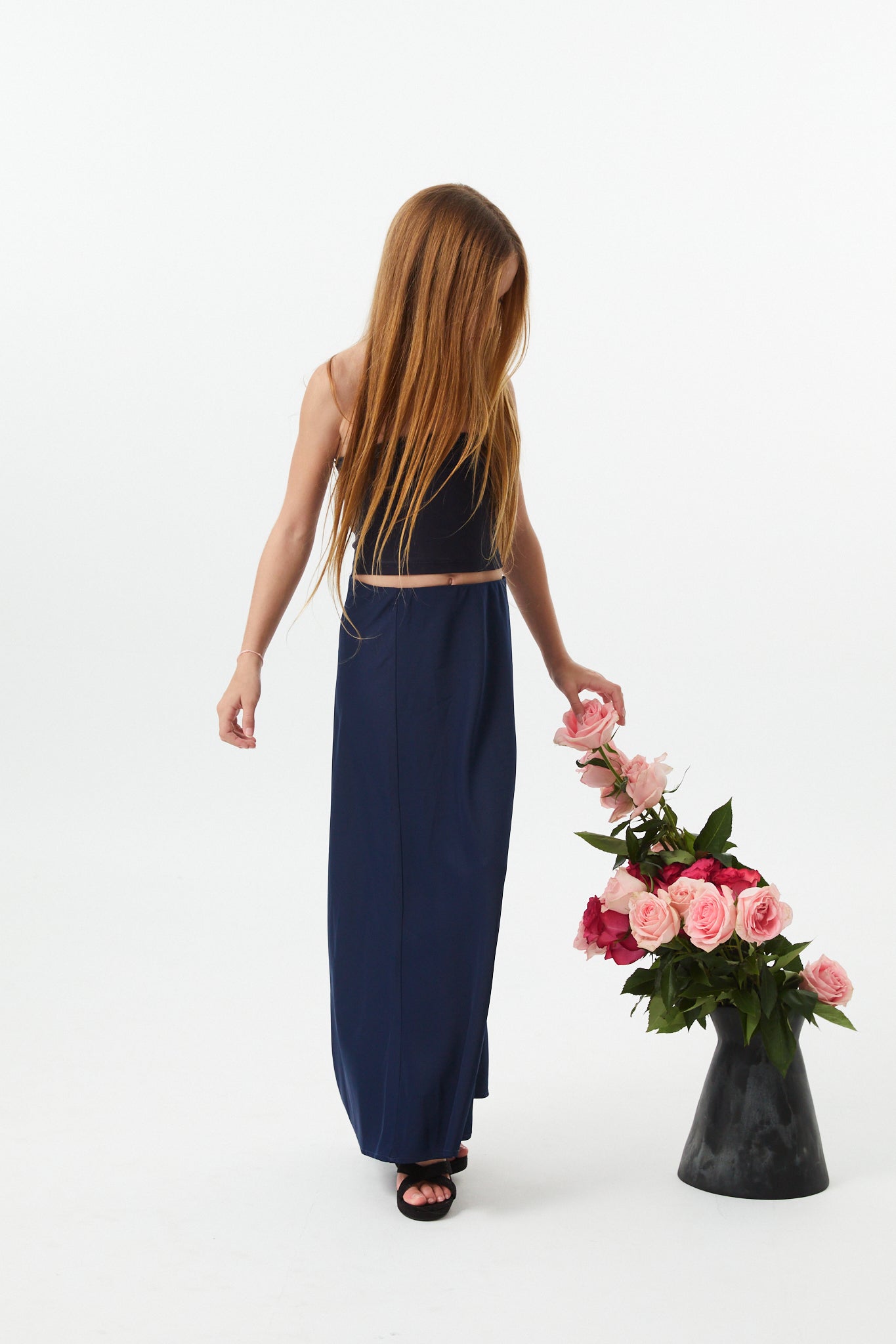 Joey Satin Maxi - Navy