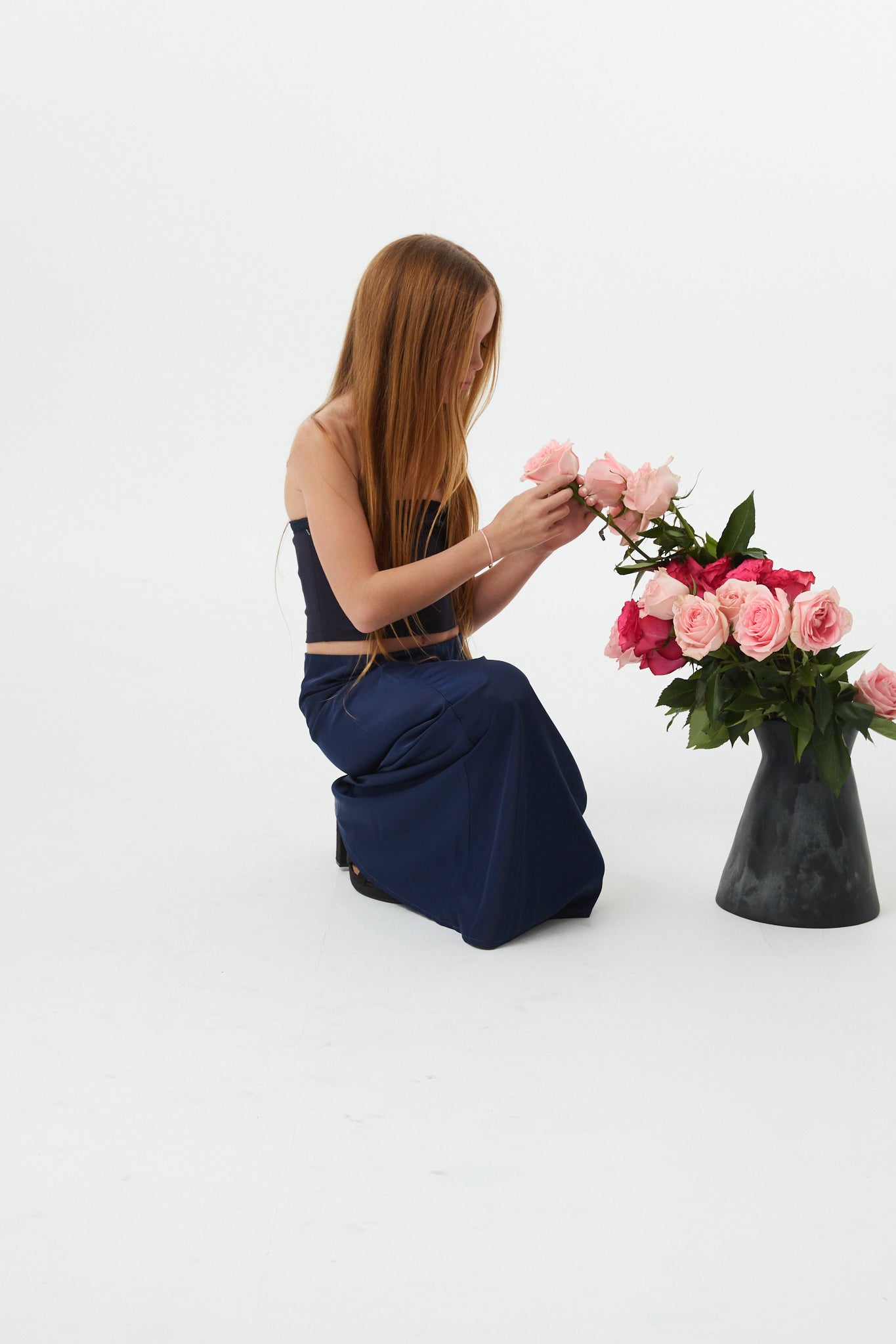 Joey Satin Maxi - Navy