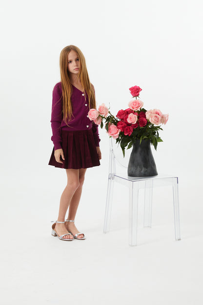 Jane Merlot Corduroy Pleated Skort