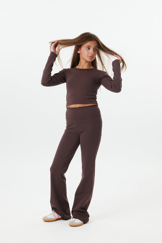 Lucy Brown Cotton Spandex Long Sleeve