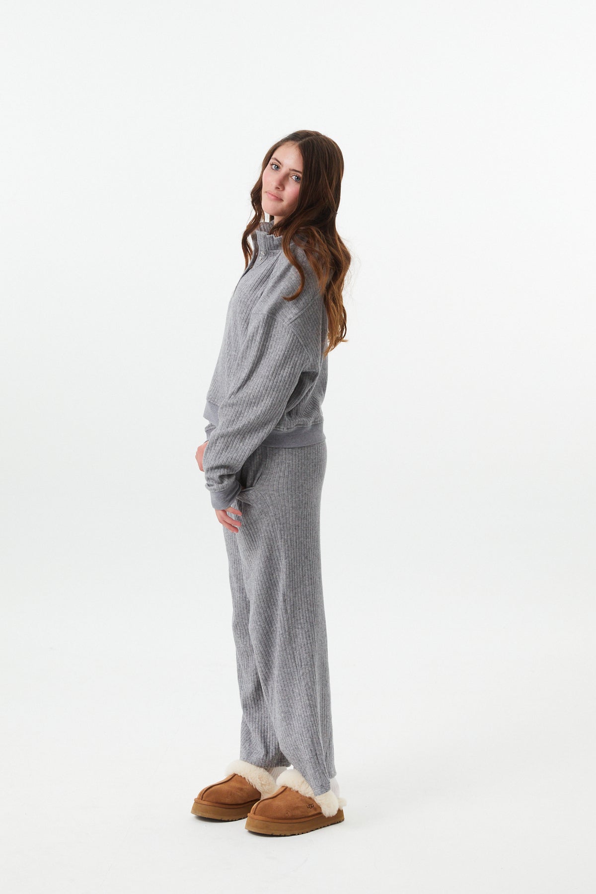 Crosby Grey Heavyweight Ribbed Button Pull Over