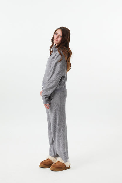 Crosby Grey Heavyweight Ribbed Button Pull Over