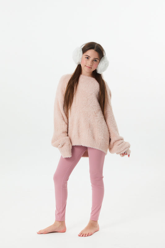 Maya Light Pink Fluffy Drop Shoulder Sweater