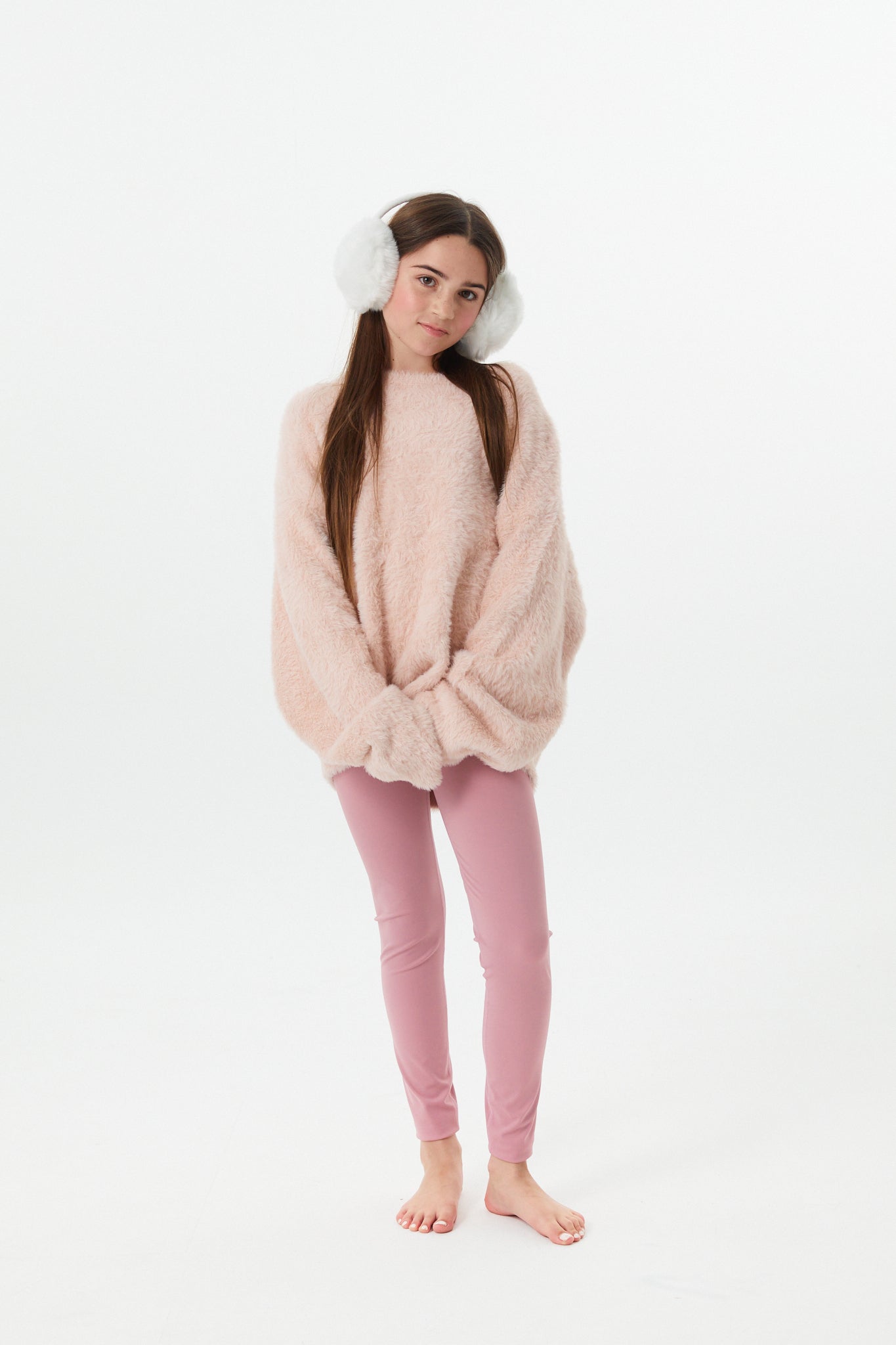 Maya Light Pink Fluffy Drop Shoulder Sweater