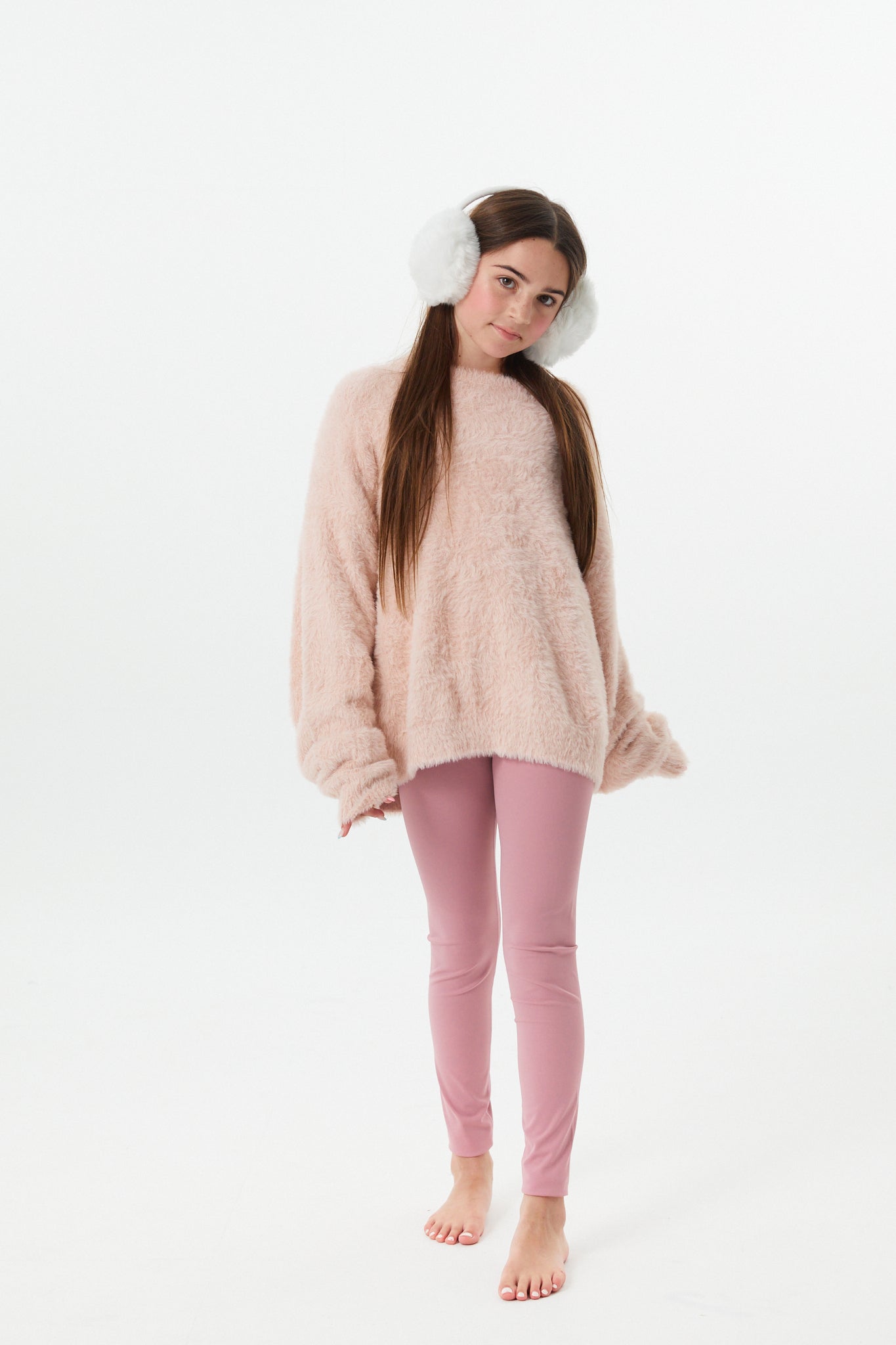 Maya Light Pink Fluffy Drop Shoulder Sweater