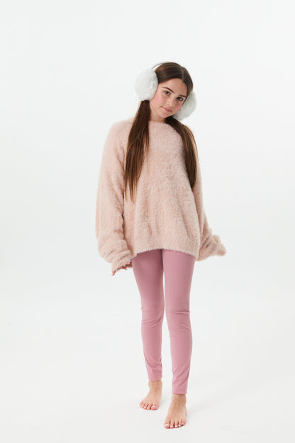 Maya Light Pink Fluffy Drop Shoulder Sweater