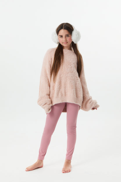 Maya Light Pink Fluffy Drop Shoulder Sweater