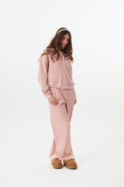 Dylan Ballet Pink Heavyweight Ribbed Wide Leg Pants