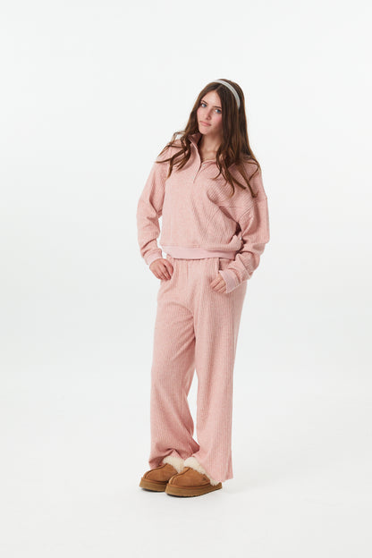 Crosby Ballet Pink Heavyweight Ribbed Button Pull Over