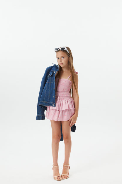 Willow Rose Bow Mauve Satin Skort