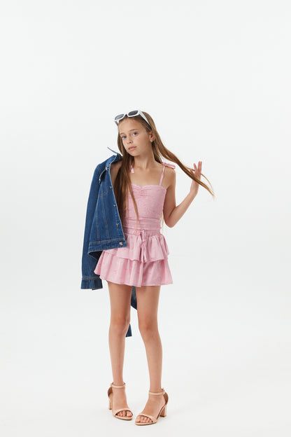 Willow Rose Bow Mauve Satin Skort