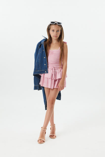 Willow Rose Bow Mauve Satin Skort
