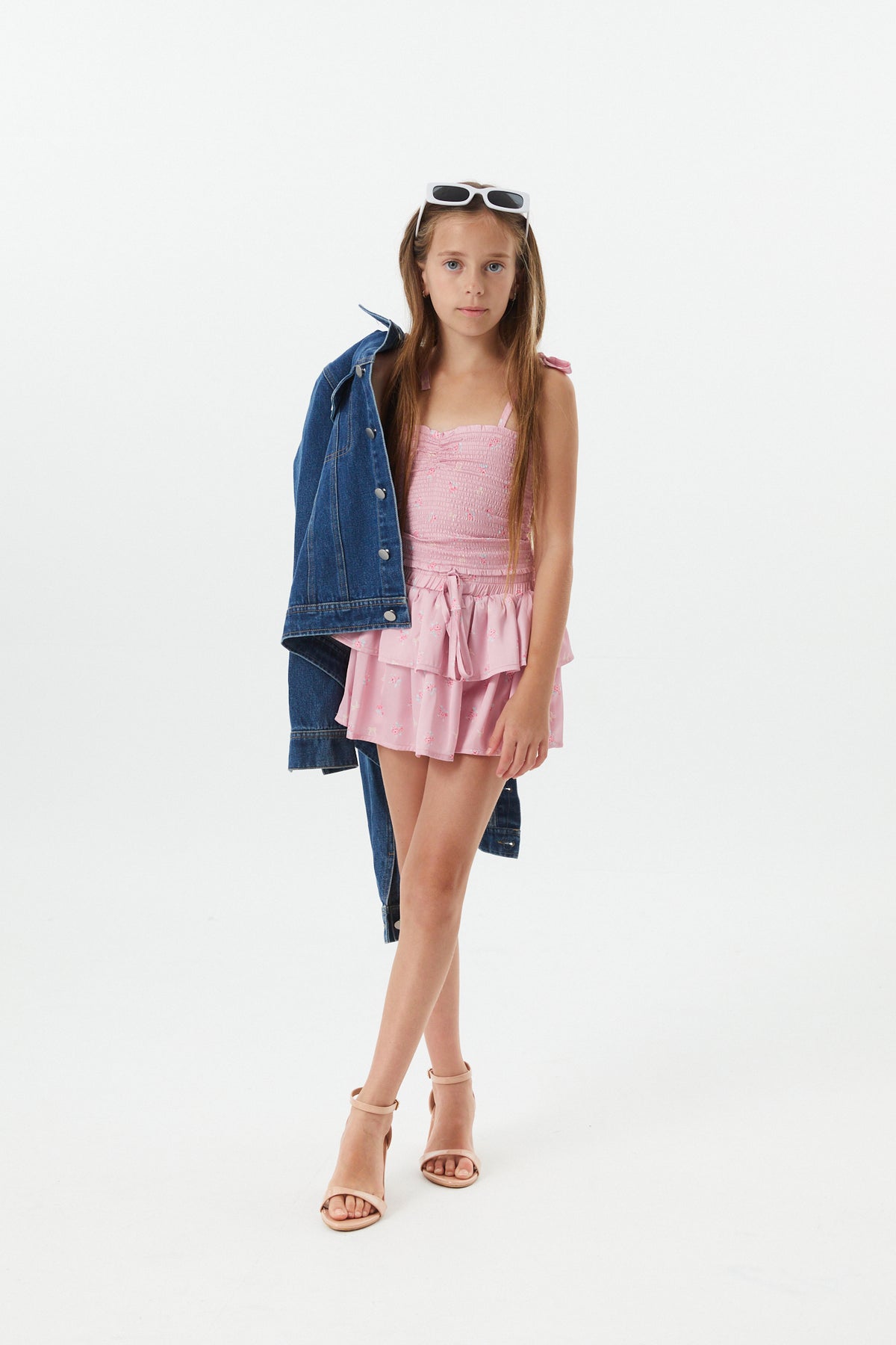 Georgia Rose Bow Mauve Satin Smocked Top