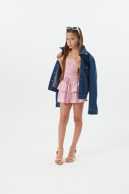 Willow Rose Bow Mauve Satin Skort