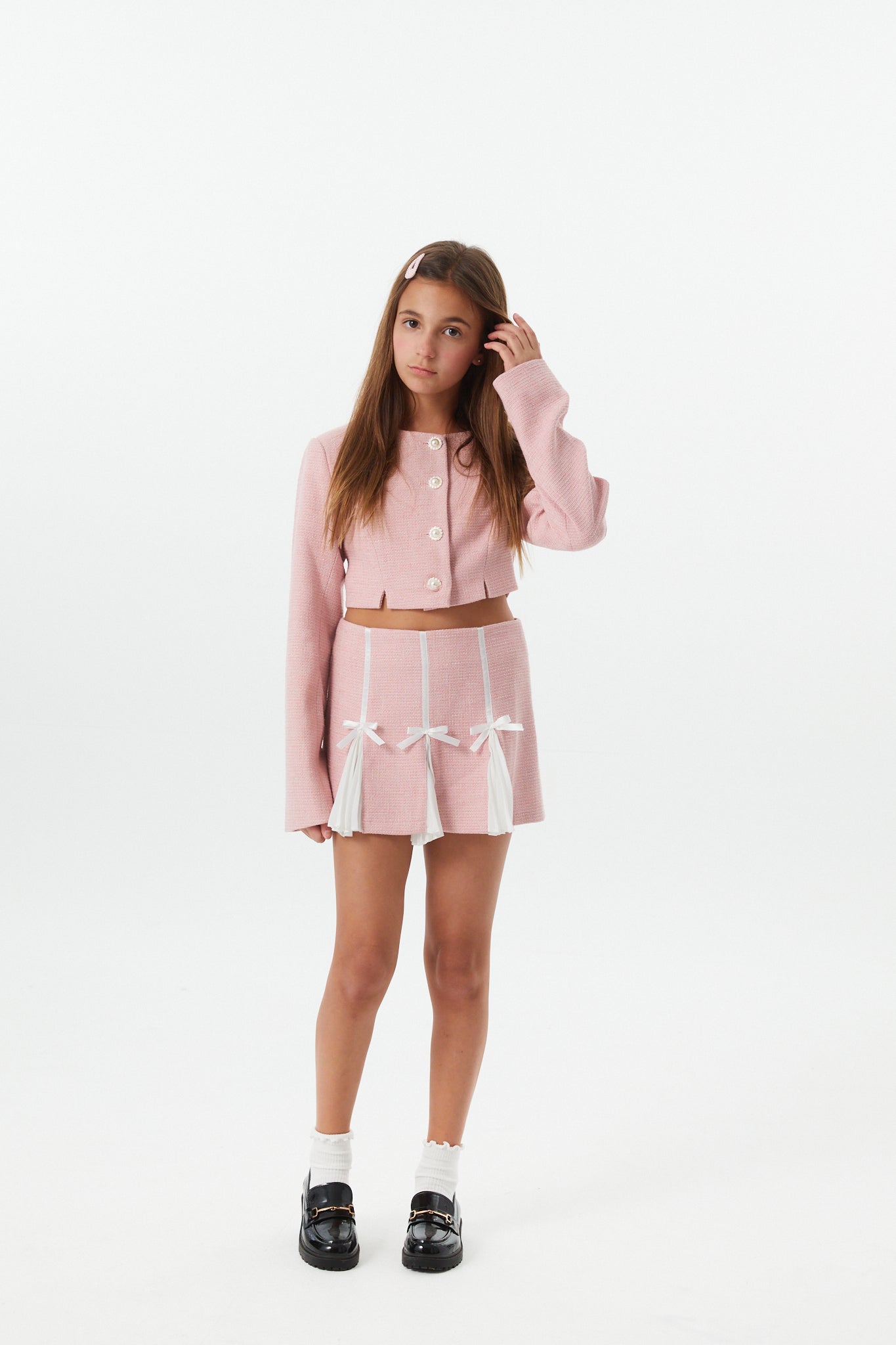 Leah Pink Tweed Two Piece Set