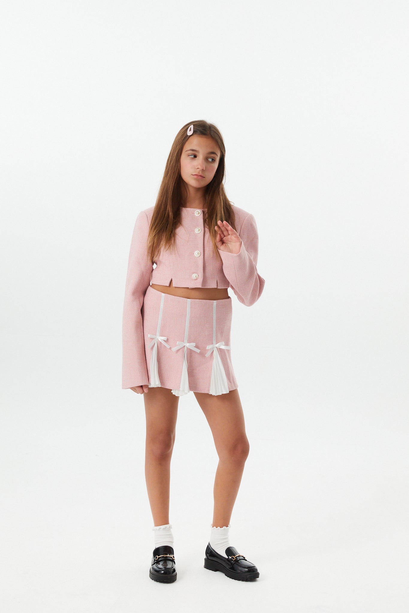 Leah Pink Tweed Two Piece Set