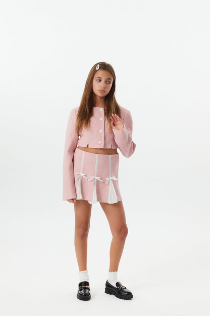Leah Pink Tweed Two Piece Set