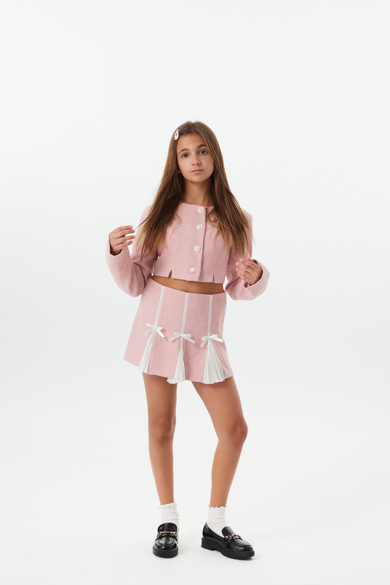 Leah Pink Tweed Two Piece Set