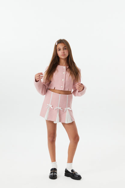 Leah Pink Tweed Two Piece Set