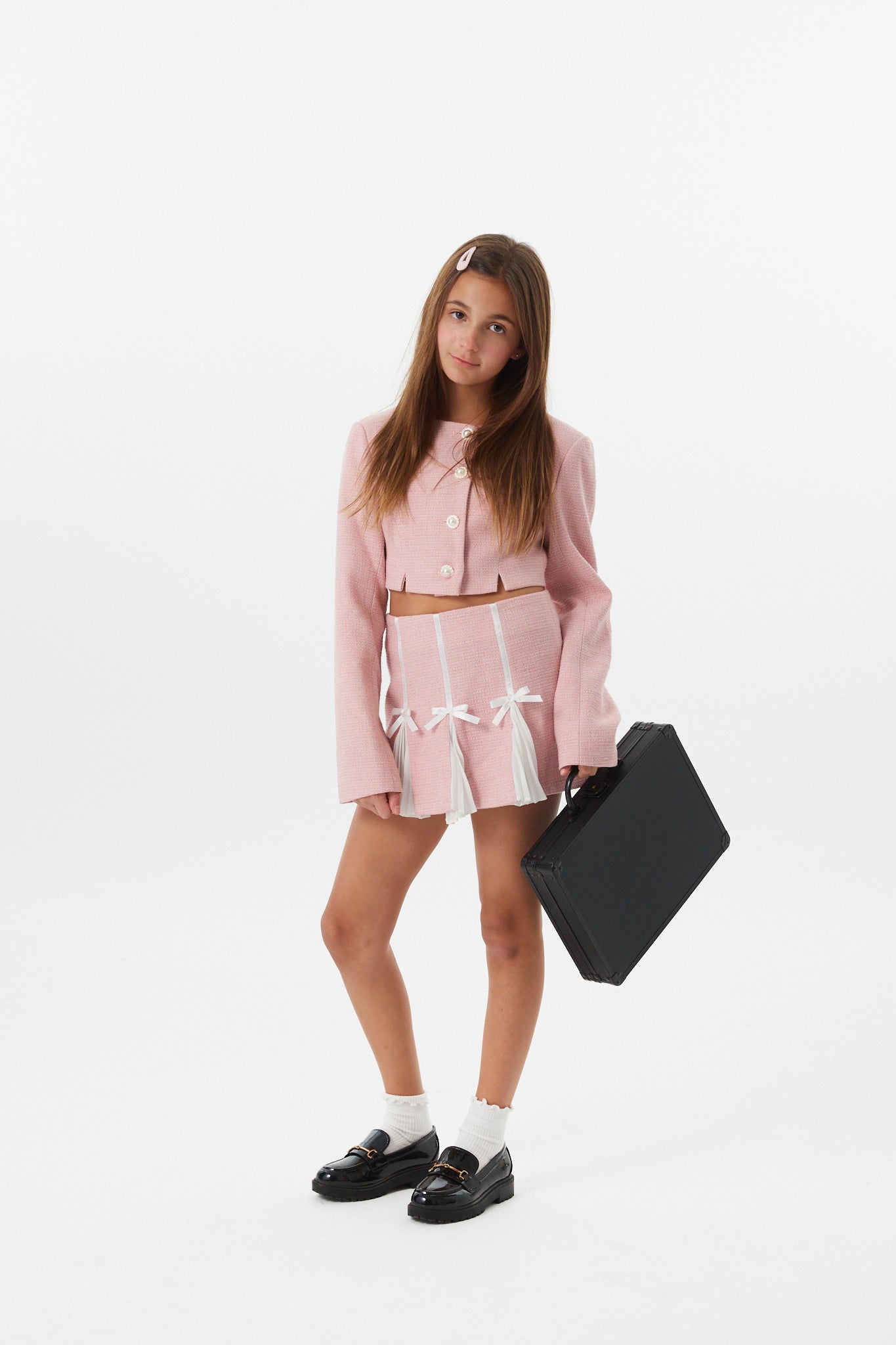 Leah Pink Tweed Two Piece Set