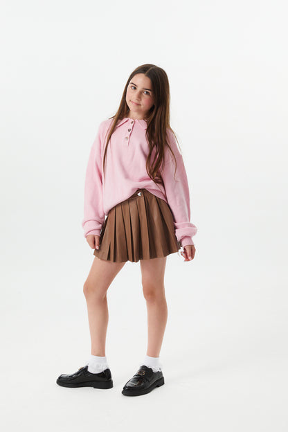 Klein Light Pink Cable Knit Collar Sweater