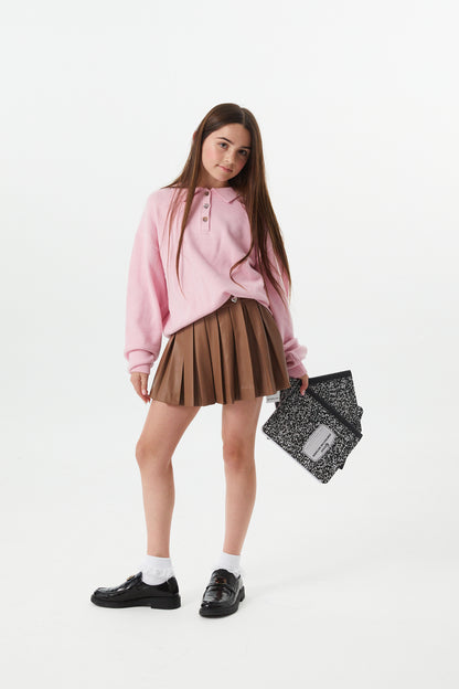 Klein Light Pink Cable Knit Collar Sweater