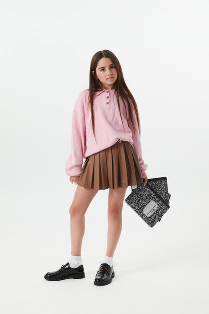 Klein Light Pink Cable Knit Collar Sweater